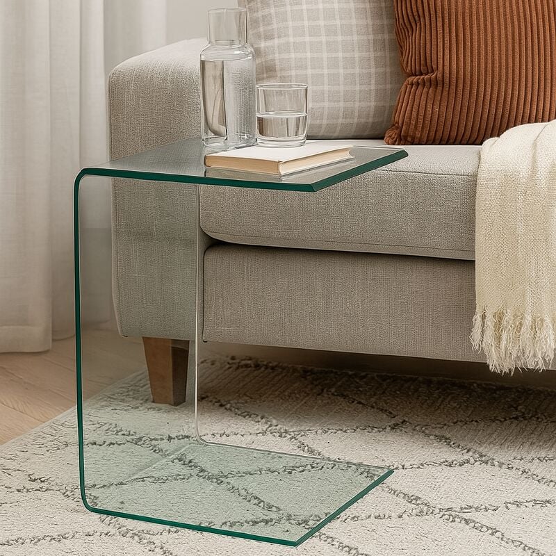 Kide apupöytä 40x40 cm kirkas lasi